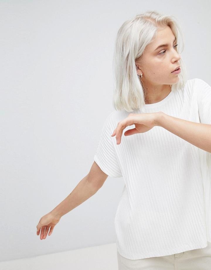 Weekday Ribbed Drop Shouder T-shirt - White
