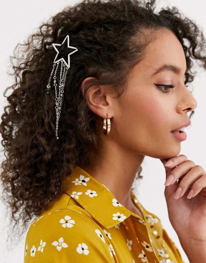 Glamorous Star Chain Hair Clip-silver