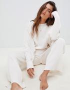 Asos Design Premium Lounge Knitted Dropped Sleeve Sweat - Cream