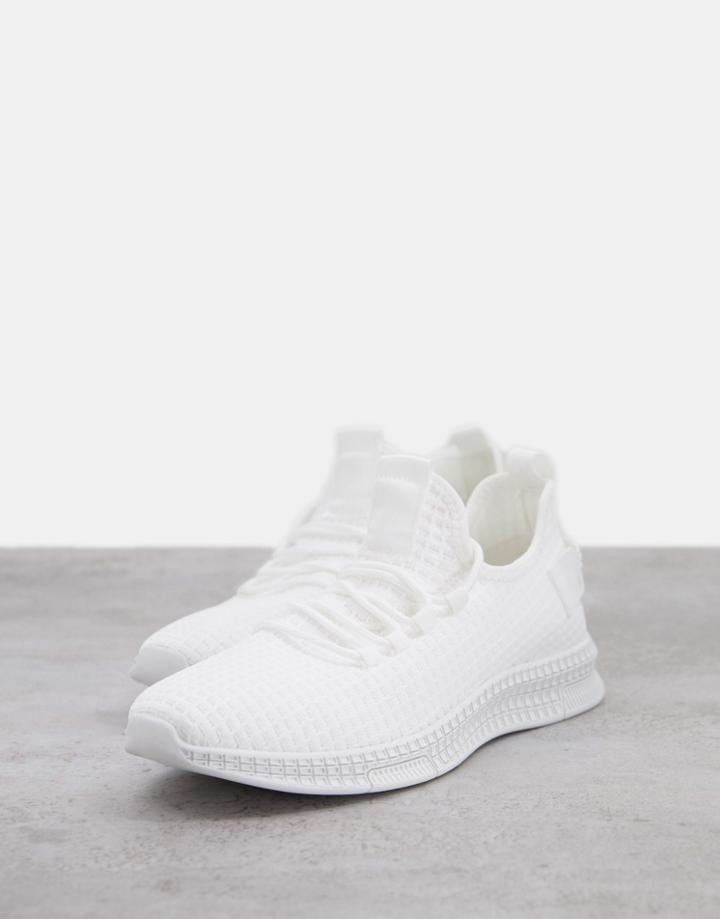Brave Soul Knitted Runner Sneakers In White