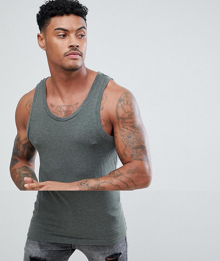 Asos Design Muscle Fit Tank In Green - Green
