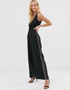Little Mistress Tailored Cross Over Jumpsuit-black