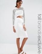 Noisy May Tall Kicks Back Mesh Grid Bodycon Skirt - White