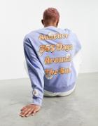 Asos Design Oversized Sweatshirt In Purple With Cartoon Wellness Print - Part Of A Set
