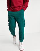 Asos Design Oversized Sweatpants With Cargo Pockets In Green-blue