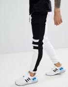 Asos Design Skinny Joggers With Panels In White Marl - White