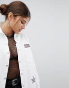 Missguided Badge Detail Oversized Shirt - Cream
