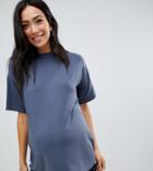 Asos Design Maternity T-shirt With Grown On Neck - Green