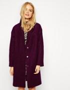 Asos Coat With Shawl Collar - Berry