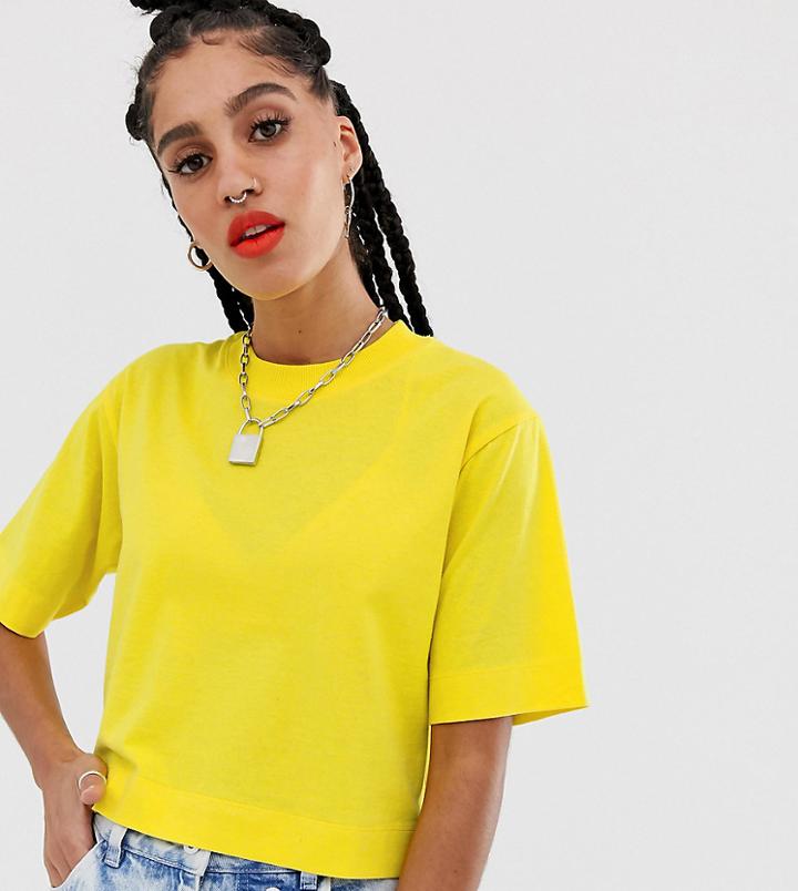 Collusion Boxy Short Sleeve Tee In Yellow - Yellow