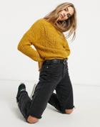 Only Bernice Long Sleeve Round Neck Sweater In Golden Melange