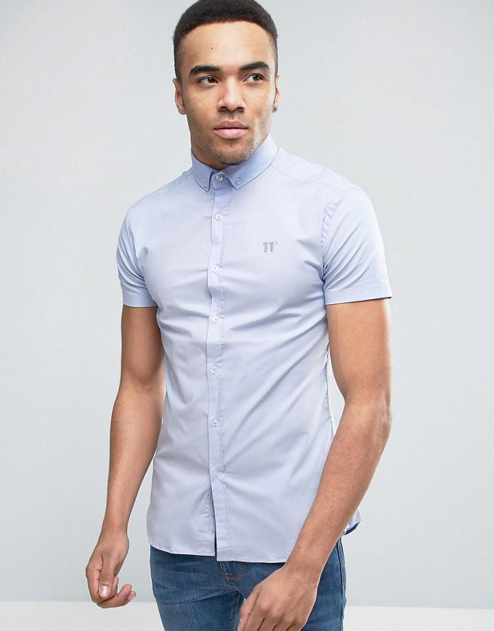 11 Degrees Skinny Fit Shirt In Blue - Blue