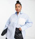 River Island Plus Oversized Shirt In Light Blue