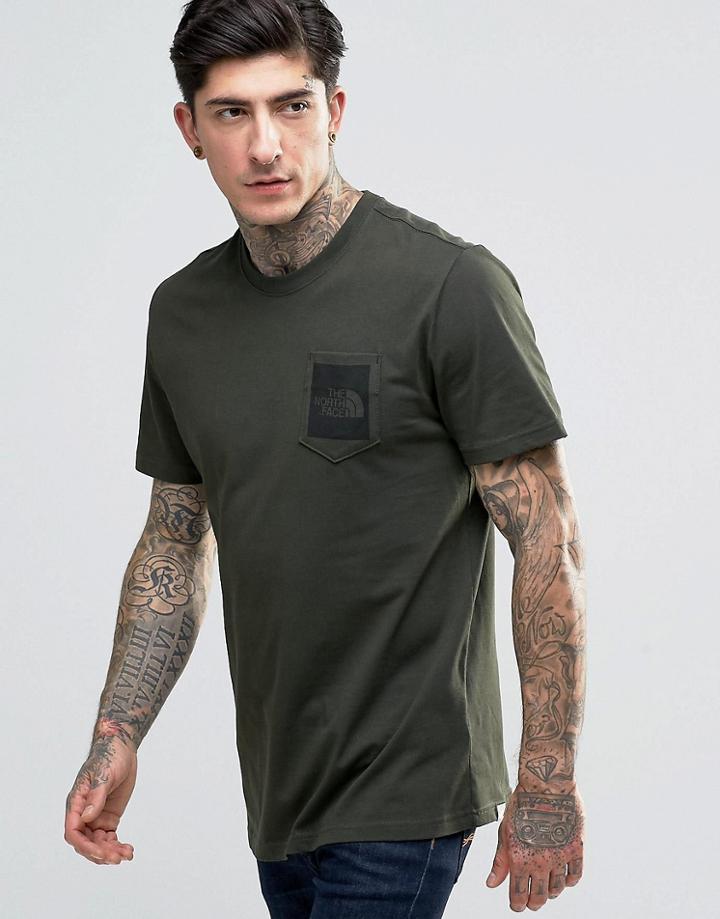 The North Face T-shirt With Pocket Box Logo In Green - Green