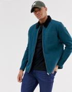 Asos Design Canvas Zip Through Jacket In Teal-green