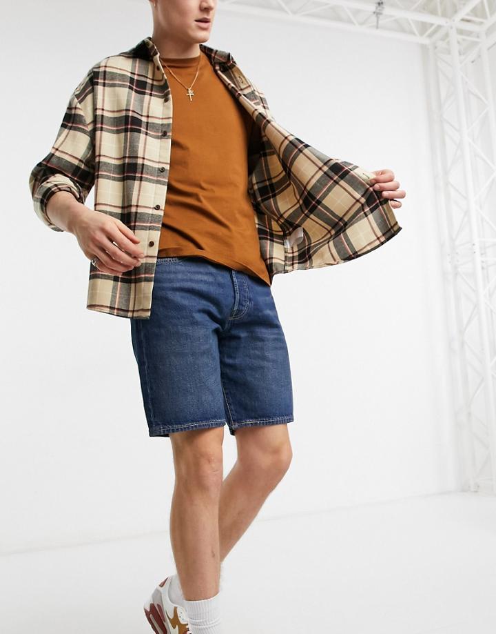Levi's 412 Slim Fit Denim Shorts In Hi Bye Bye Flex Stretch Dark Indigo Worn In Wash-blues