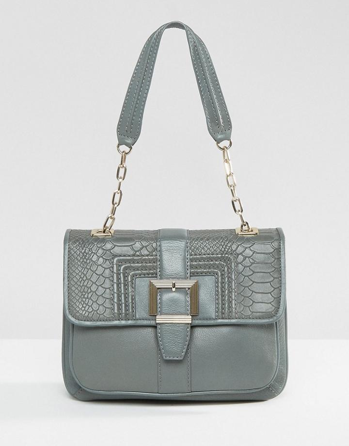 Ri2k Leather Cross Body Bag - Gray
