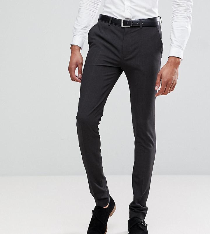 Asos Design Tall Super Skinny Fit Suit Pants In Charcoal-gray