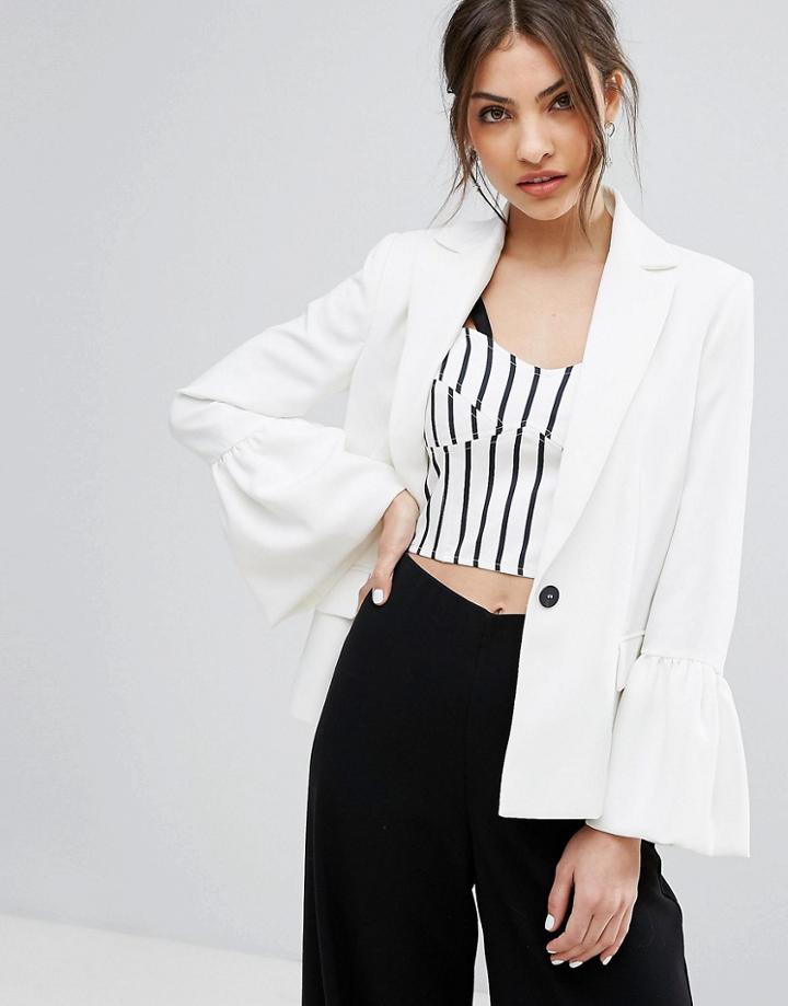 Mango Bell Sleeve Tailored Jacket - White