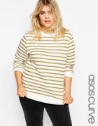 Asos Curve Ultimate Boyfriend Sweat Top In Stripe - Multi