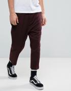 Asos Drop Crotch Tapered Smart Pants In Burgundy Twill - Red