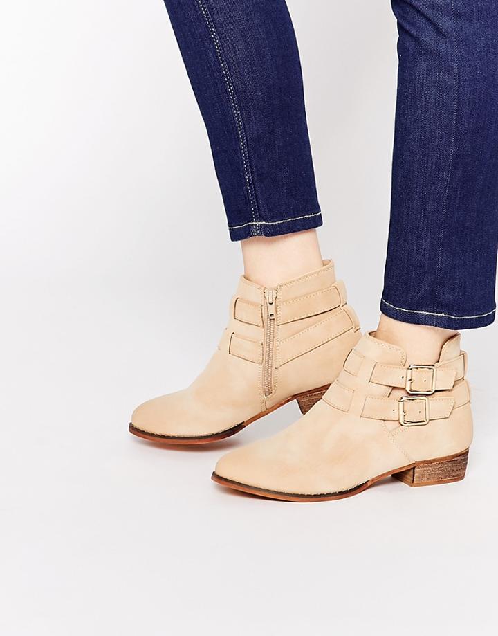Call It Spring Yenalian Double Strap Western Ankle Boot - Nude