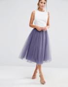 Little Mistress Tulle Midi Prom Skirt - Gray