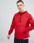 Asos Design Festival Overhead Windbreaker In Red - Red