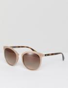 Emporio Armani 0ea2055 Round Sunglasses In Nude 55mm - Brown