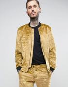 Noose & Monkey Crushed Velvet Bomber - Gold