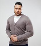 Asos Plus Cotton Cardigan In Brown - Green