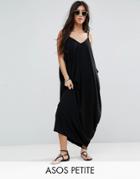 Asos Petite Drape Hareem Maxi Dress - Black