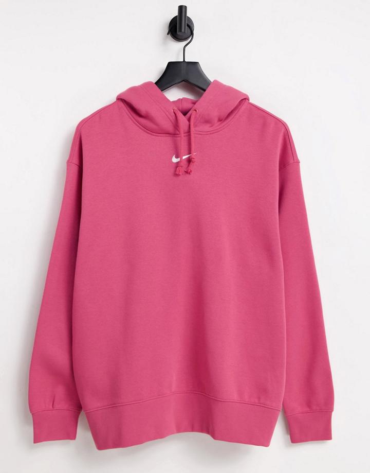 Nike Collection Fleece Oversized Hoodie In Dusty Red