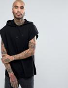 Asos Oversized Sleeveless T-shirt With Hood - Black