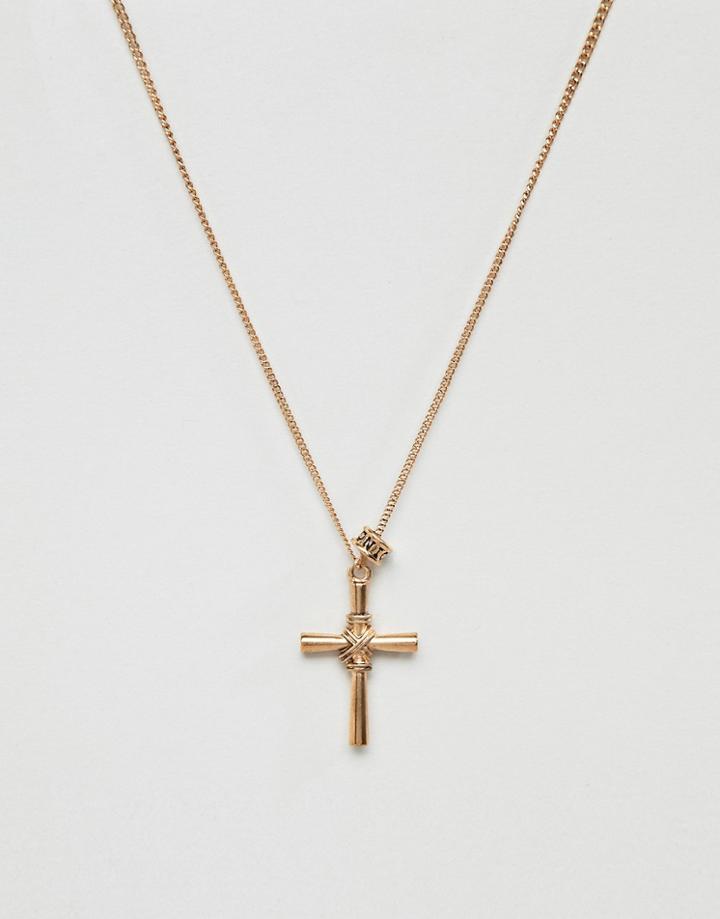 Icon Brand Cross Necklace In Gold - Gold