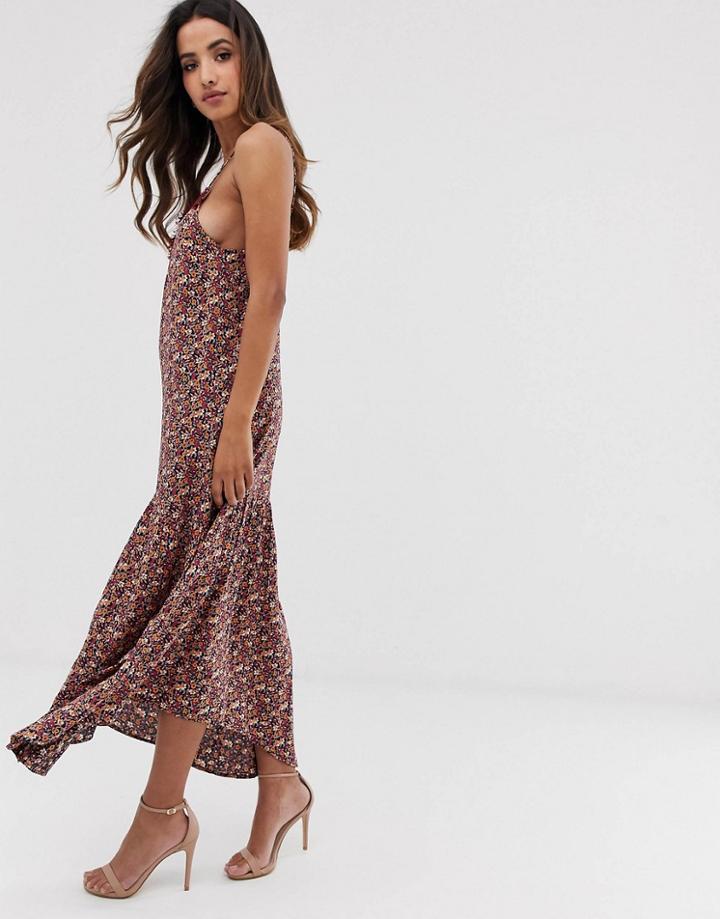 Y.a.s Festival Ditsy Floral Cami Maxi Dress With Lace Trim - Multi