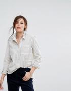 People Tree Hand Woven Pin Stripe Pannelled Shirt - Cream