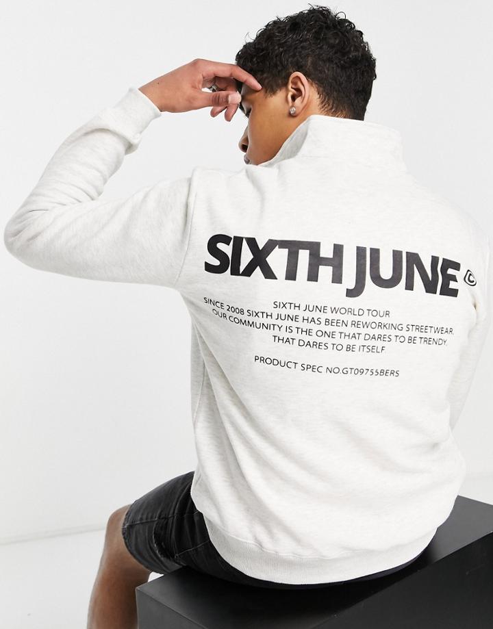 Sixth June Half Zip Sweatshirt In White