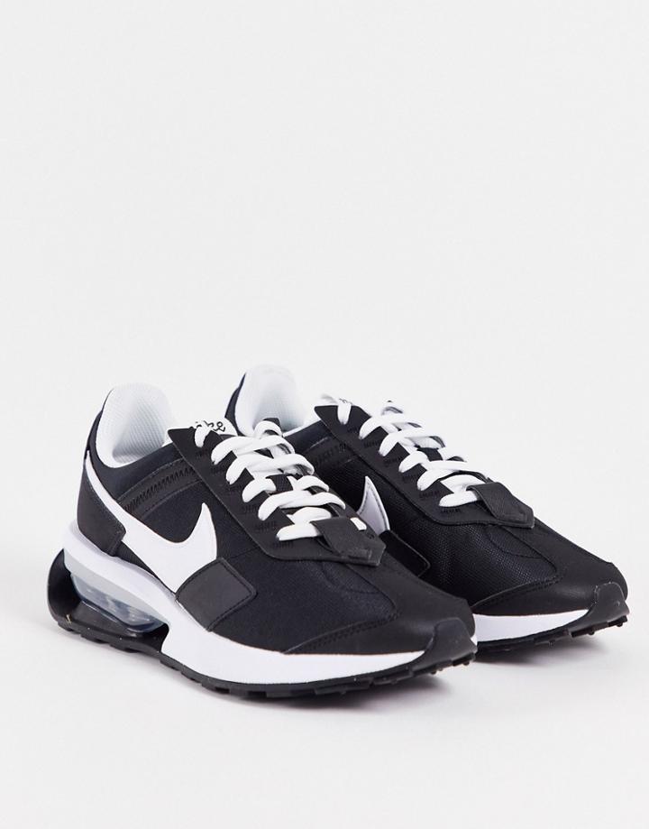Nike Air Max Pre-day Sneakers In Black, White And Metallic Silver