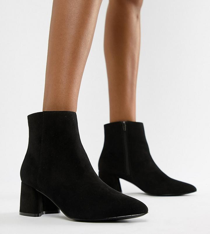 Park Lane Wide Fit Block Heel Ankle Boots - Black