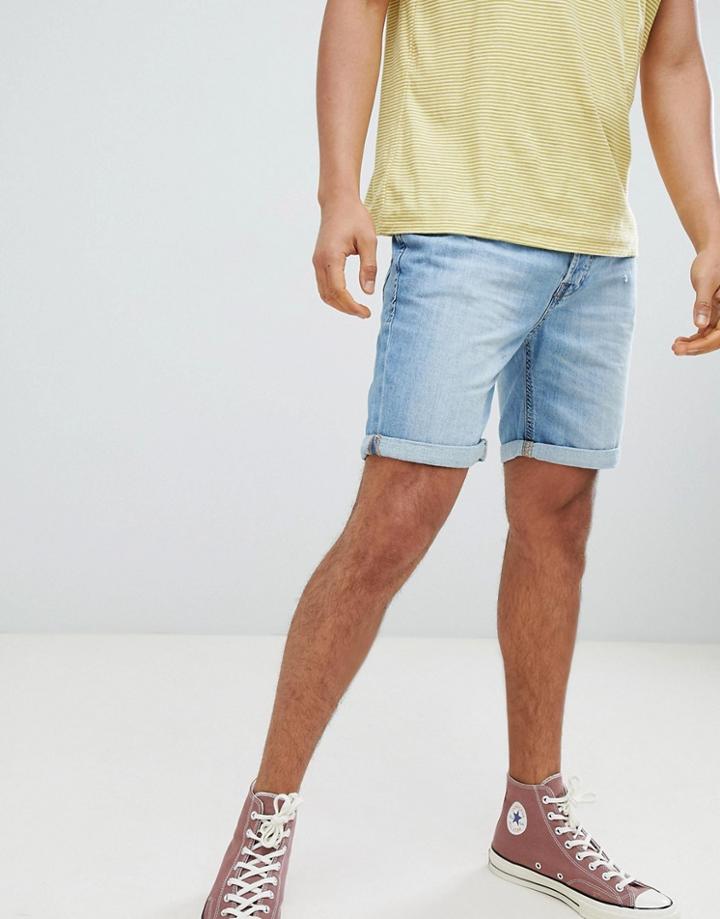 Jack & Jones Denim Shorts In Light Blue Denim - Blue