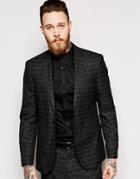 Asos Skinny Fit Suit Jacket In Textured Cloth - Black