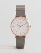 Rosefield West Village Leather Watch In Gray - Gray