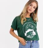 Daisy Street Relaxed T-shirt With Vintage California National Park Print-green