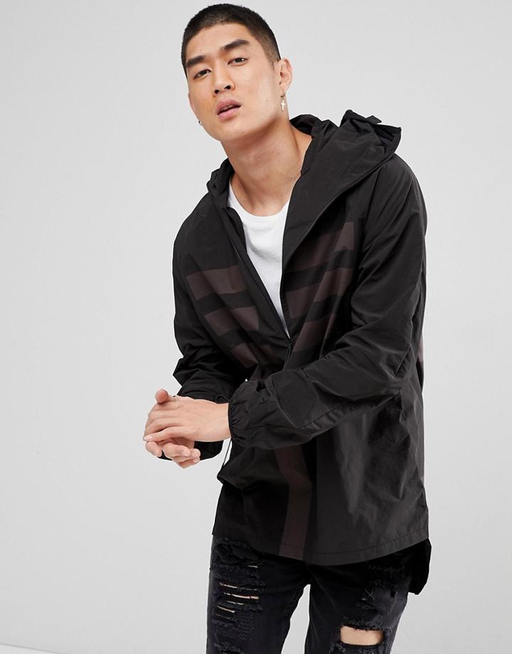 Maharishi Windbreaker Jacket In Black With Reflective Panels - Black