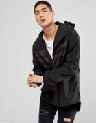 Maharishi Windbreaker Jacket In Black With Reflective Panels - Black