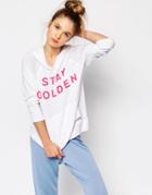 Sundry Stay Golden Sweater Knit Hoodie - White
