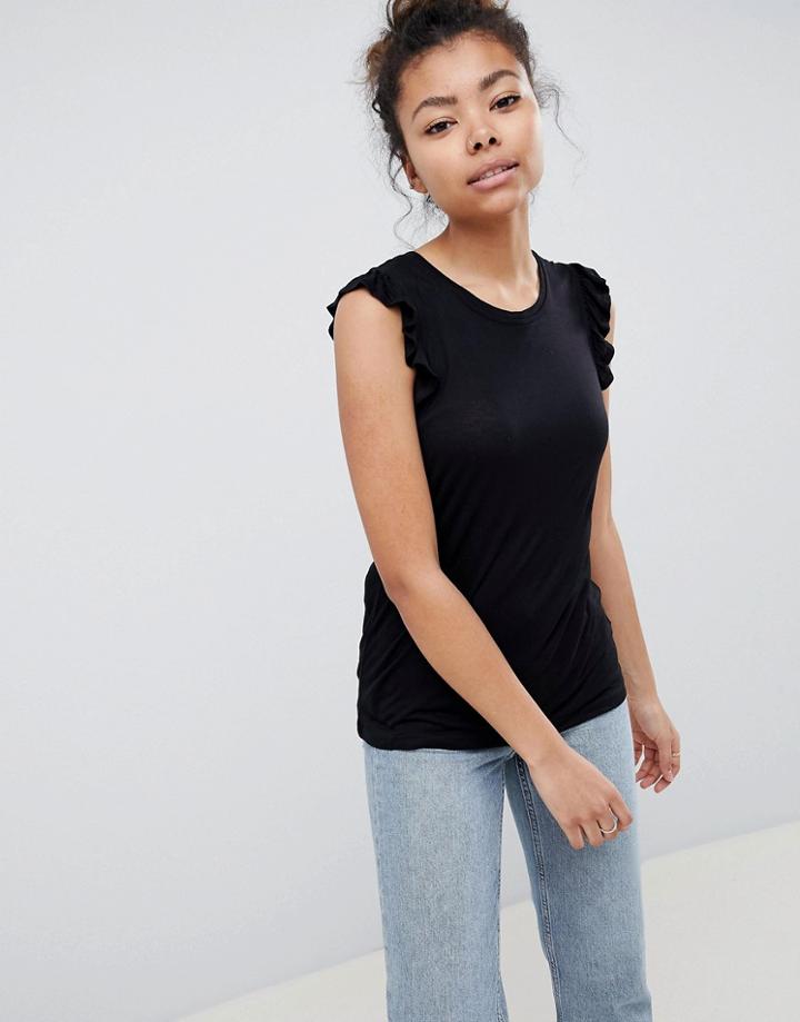 Brave Soul Tara Frill Shouder Tank - Black