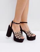 Raid Bailey Ankle Tie Platform Heeled Sandals - Black