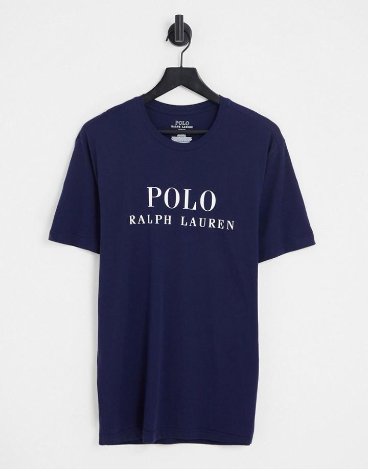 Polo Ralph Lauren Lounge T-shirt With Chest Text Logo In Navy